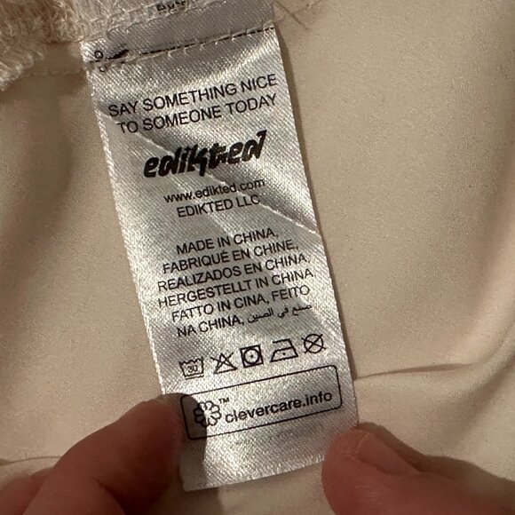 Edikted Contrast Satin Effect Mini Dress – Cream & Black – Size L - Picture 5 of 5